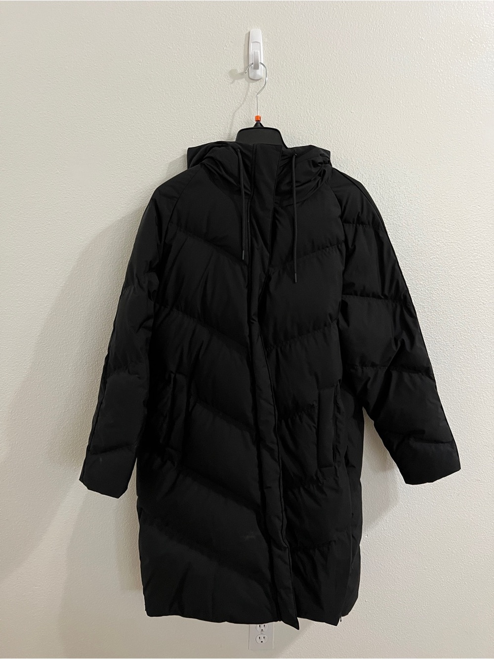 Black Hooded Long Puffer Coat